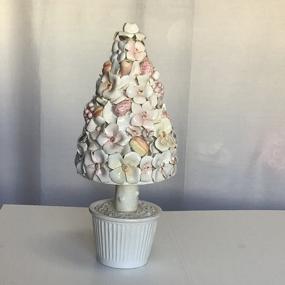 ARDALT Italy Vintage Fiori Bianco Porcelain Topiary Tree Cottagecore 14” - Picture 2 of 14
